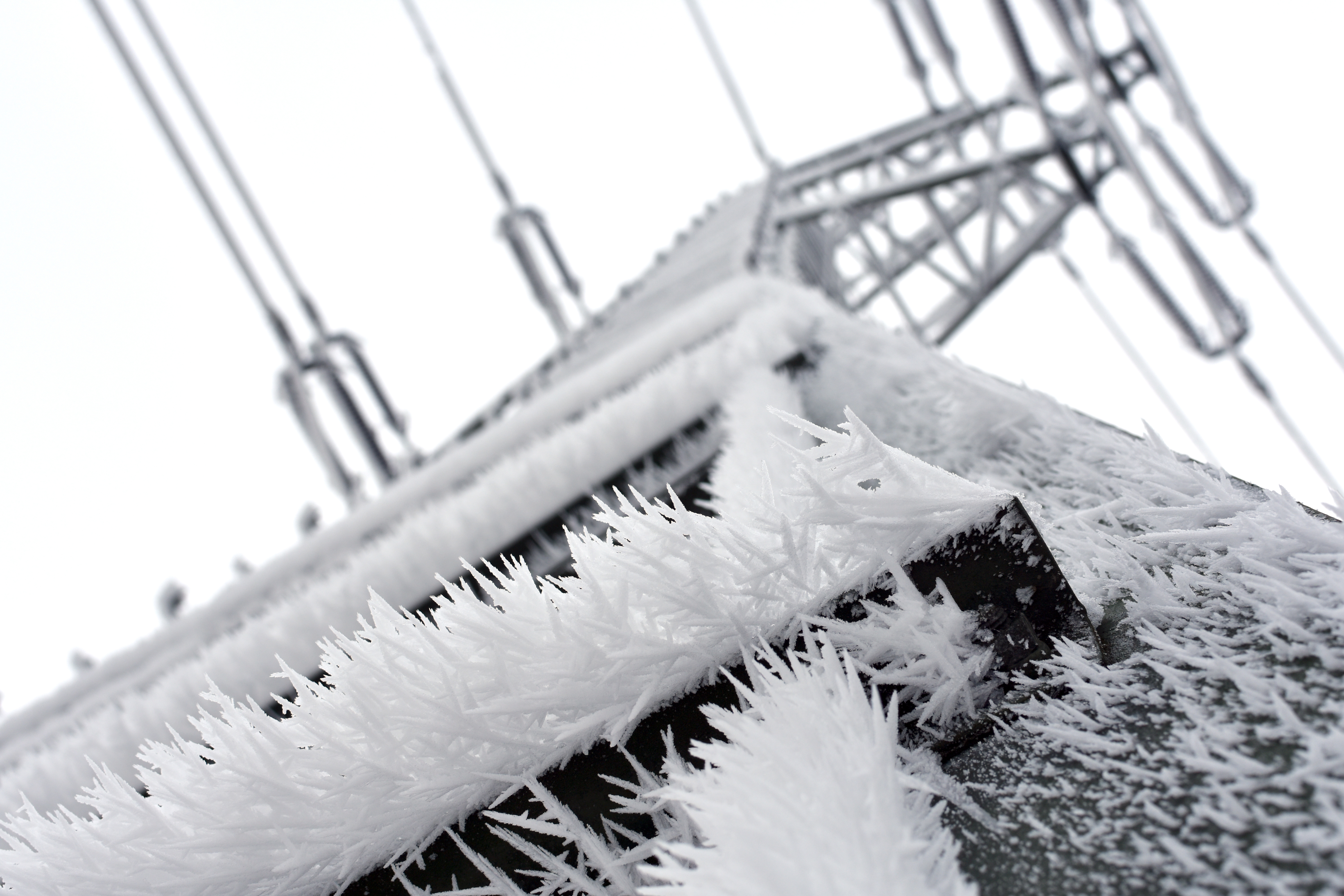 ice needles on a power pole